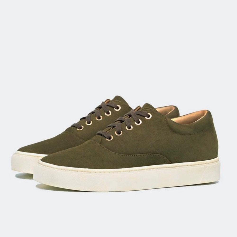 Nisolo Everyday Elayna Nubuck Suede Leather Sneakers in Moss Green